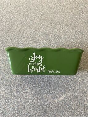 Joy To The World Green Ceramic Mini Loaf Dish for baking